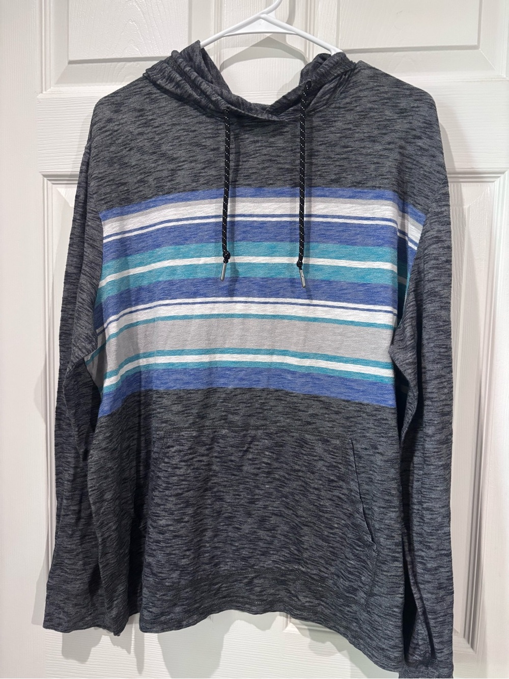 Urban Pipeline Hoodie XXL Blue Stripe Gray Drawstring Lightweight Pocket